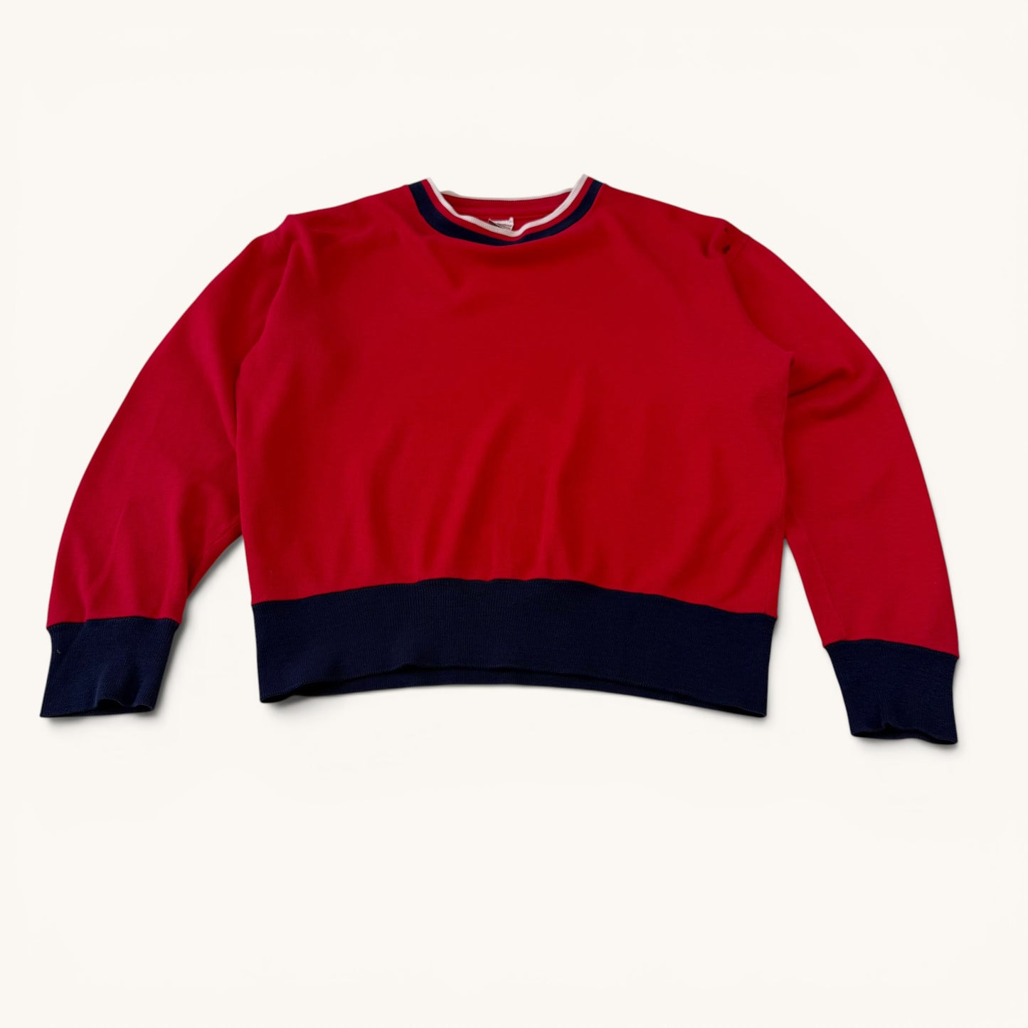 1960s Red and Navy Long Sleeve T Shirt