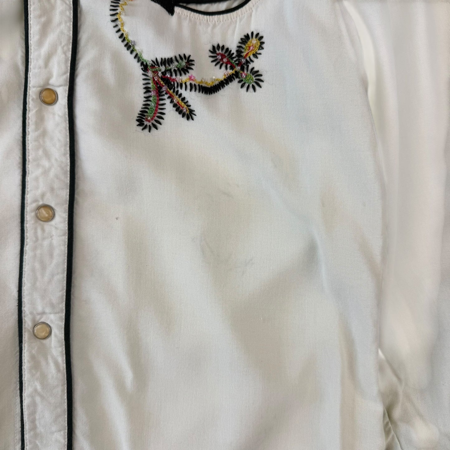 1950s Gabardine Rayon Western Embroidered Shirt