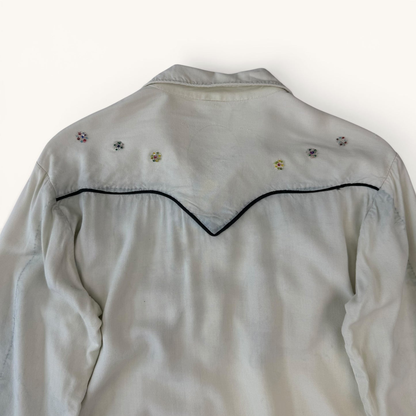 1950s Gabardine Rayon Western Embroidered Shirt