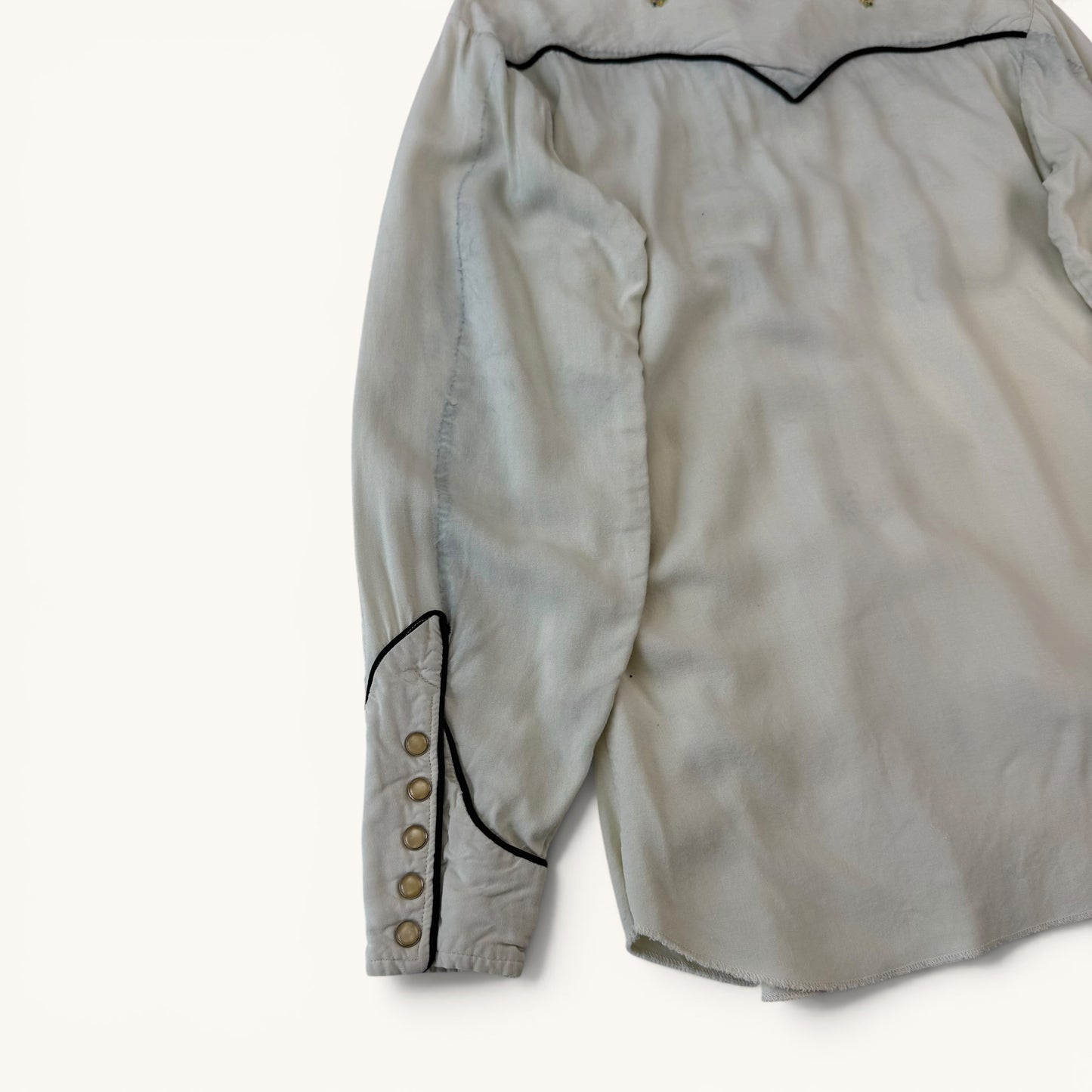 1950s Gabardine Rayon Western Embroidered Shirt