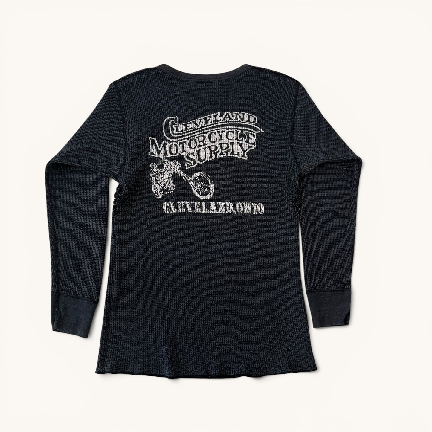 1980s Black Harley 3D Emblem Thermal Shirt
