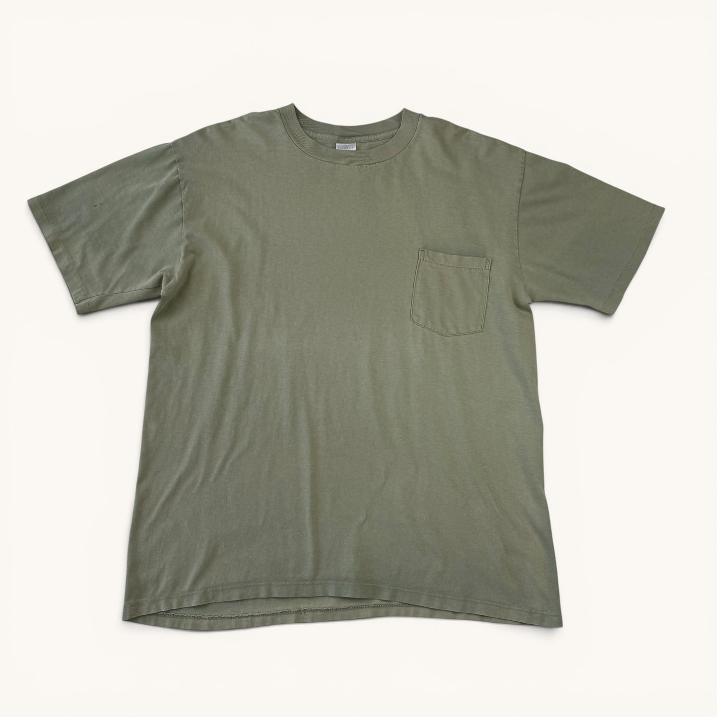 1980s Faded Sage Green Pocket T Shirt