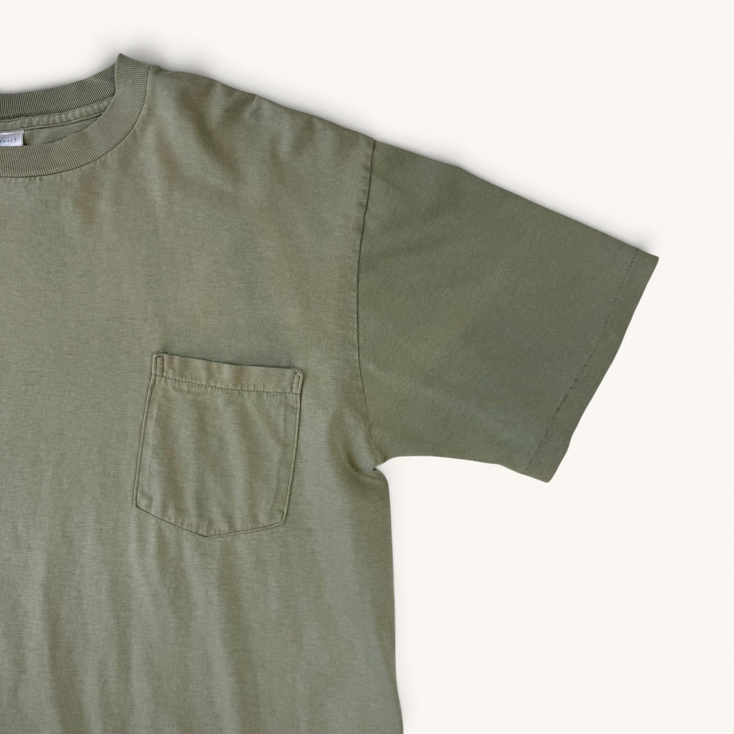1980s Faded Sage Green Pocket T Shirt
