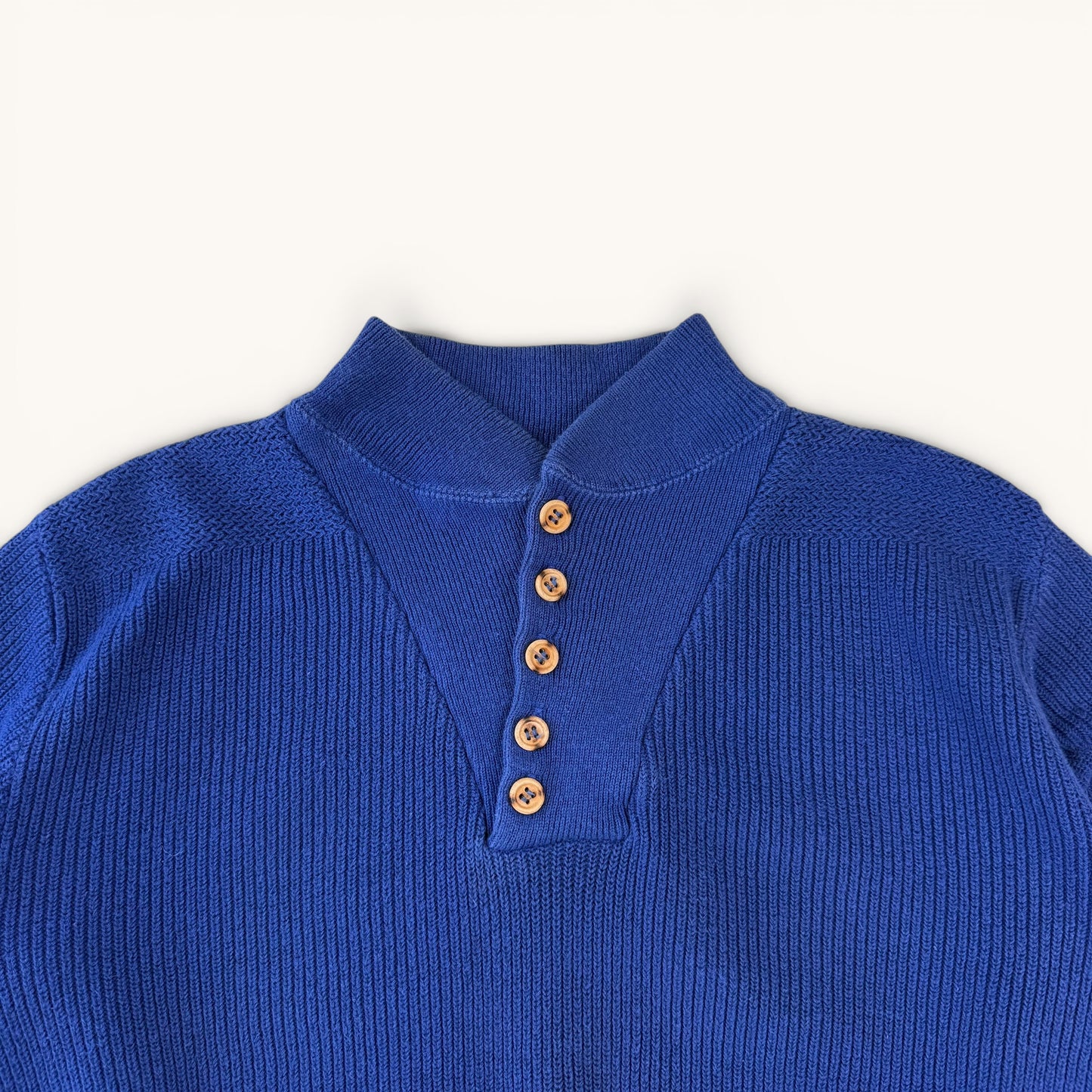 1980s Blue Eddie Bauer Military Style Knit Sweater