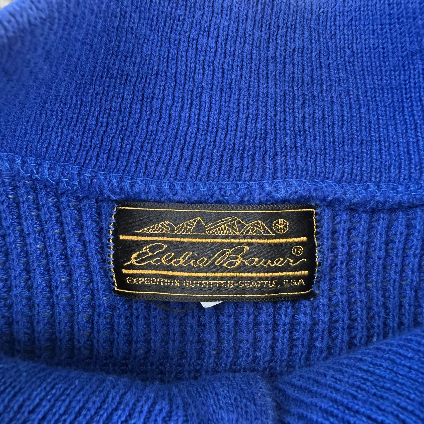 1980s Blue Eddie Bauer Military Style Knit Sweater