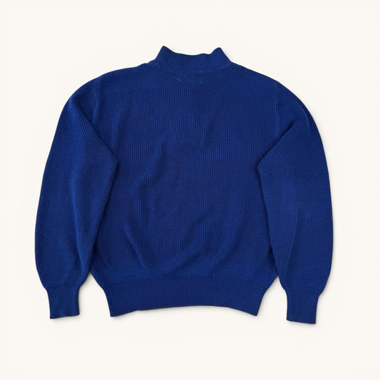 1980s Blue Eddie Bauer Military Style Knit Sweater