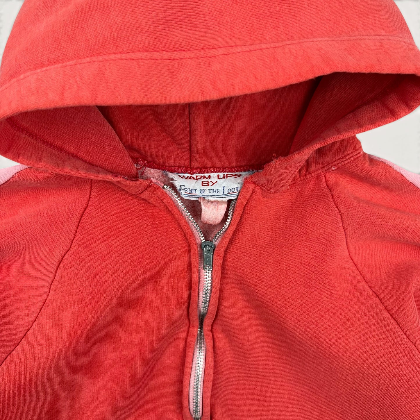 1960s Faded Red Two Tone Zip Up Hoodie !!!