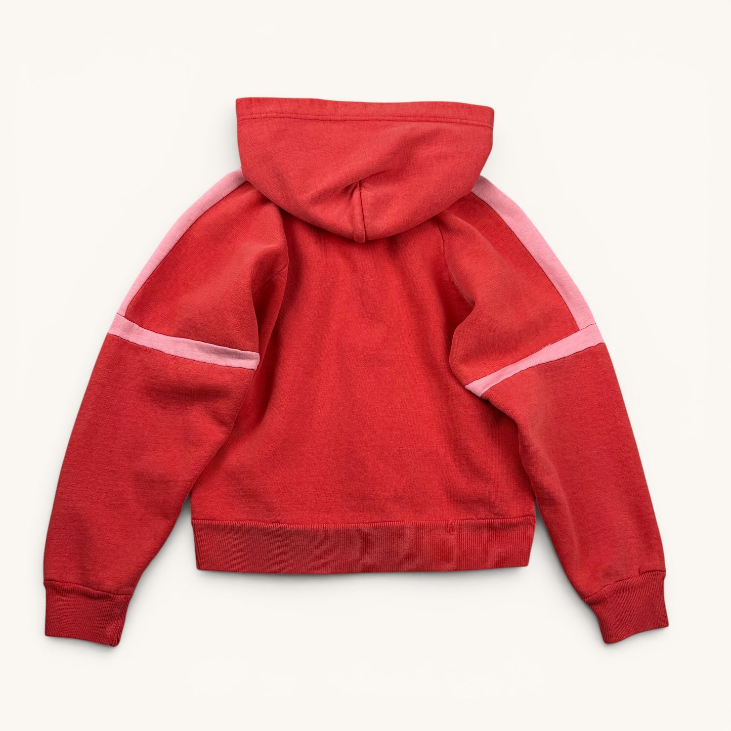 1960s Faded Red Two Tone Zip Up Hoodie !!!