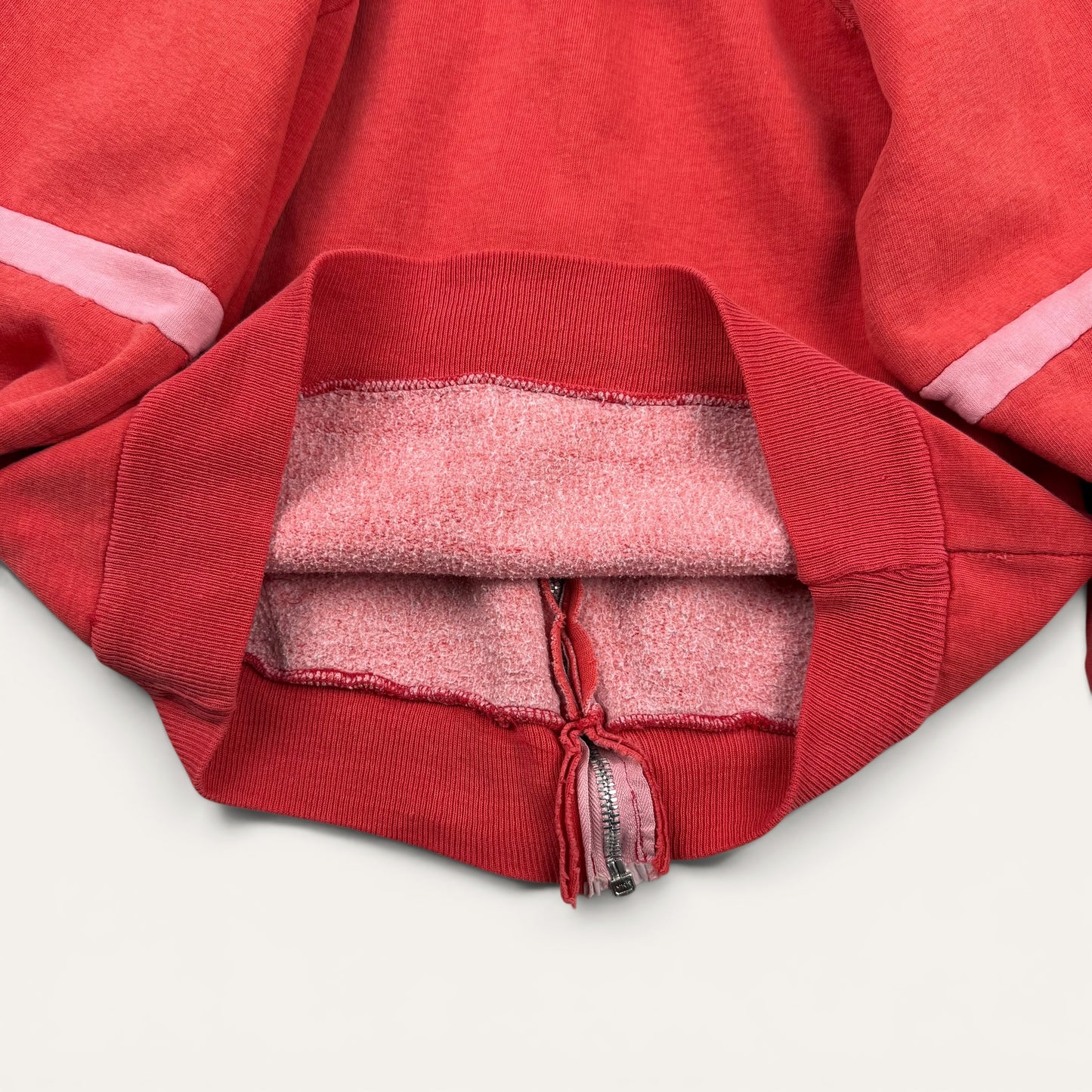 1960s Faded Red Two Tone Zip Up Hoodie !!!