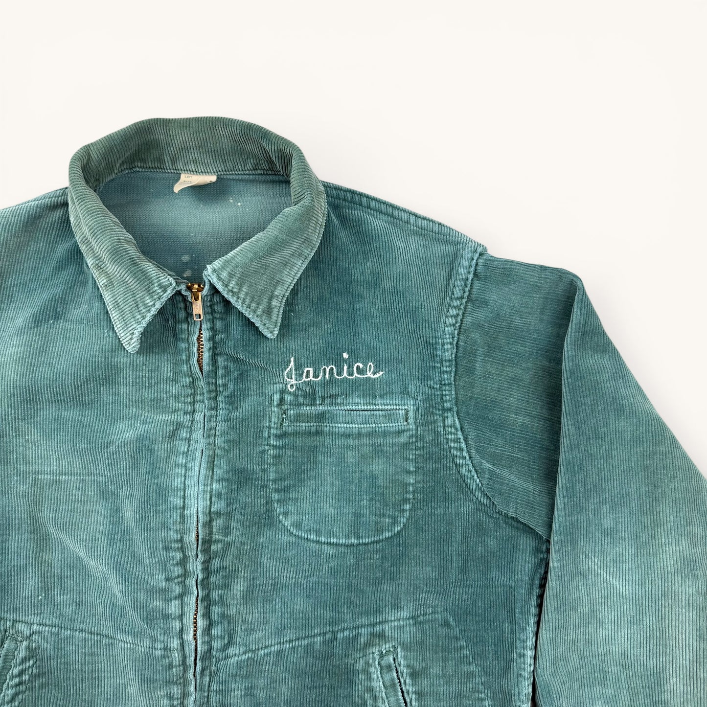 1950s Faded Green Chainstitch Corduroy Jacket