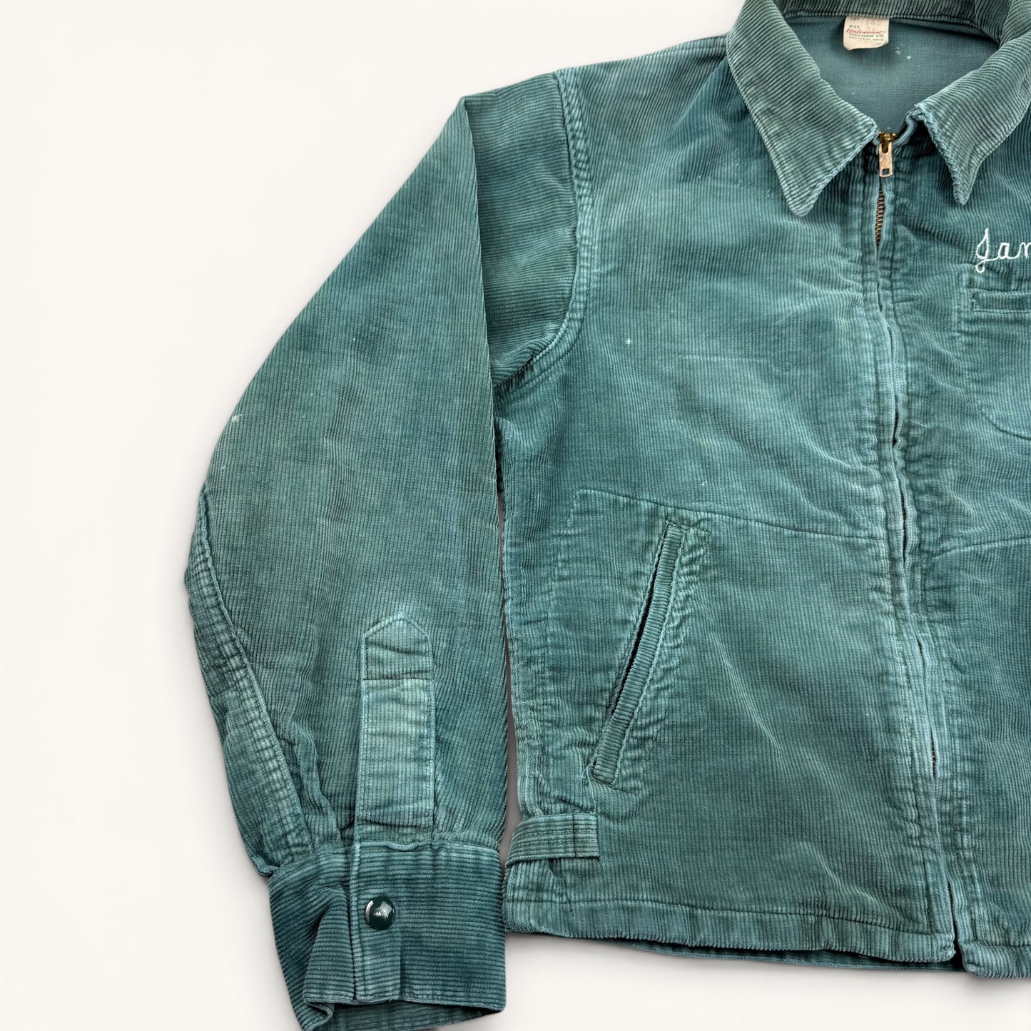 1950s Faded Green Chainstitch Corduroy Jacket