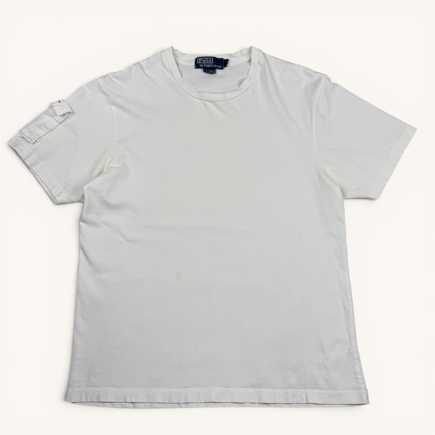 1990s/2000s Blank White Polo Sleeve Pocket T Shirt