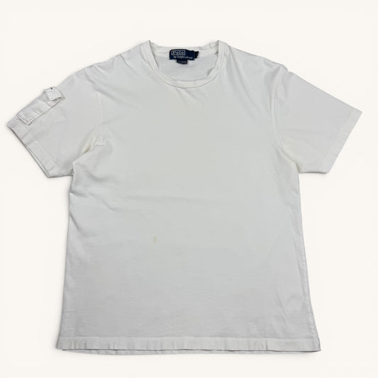 1990s/2000s Blank White Polo Sleeve Pocket T Shirt