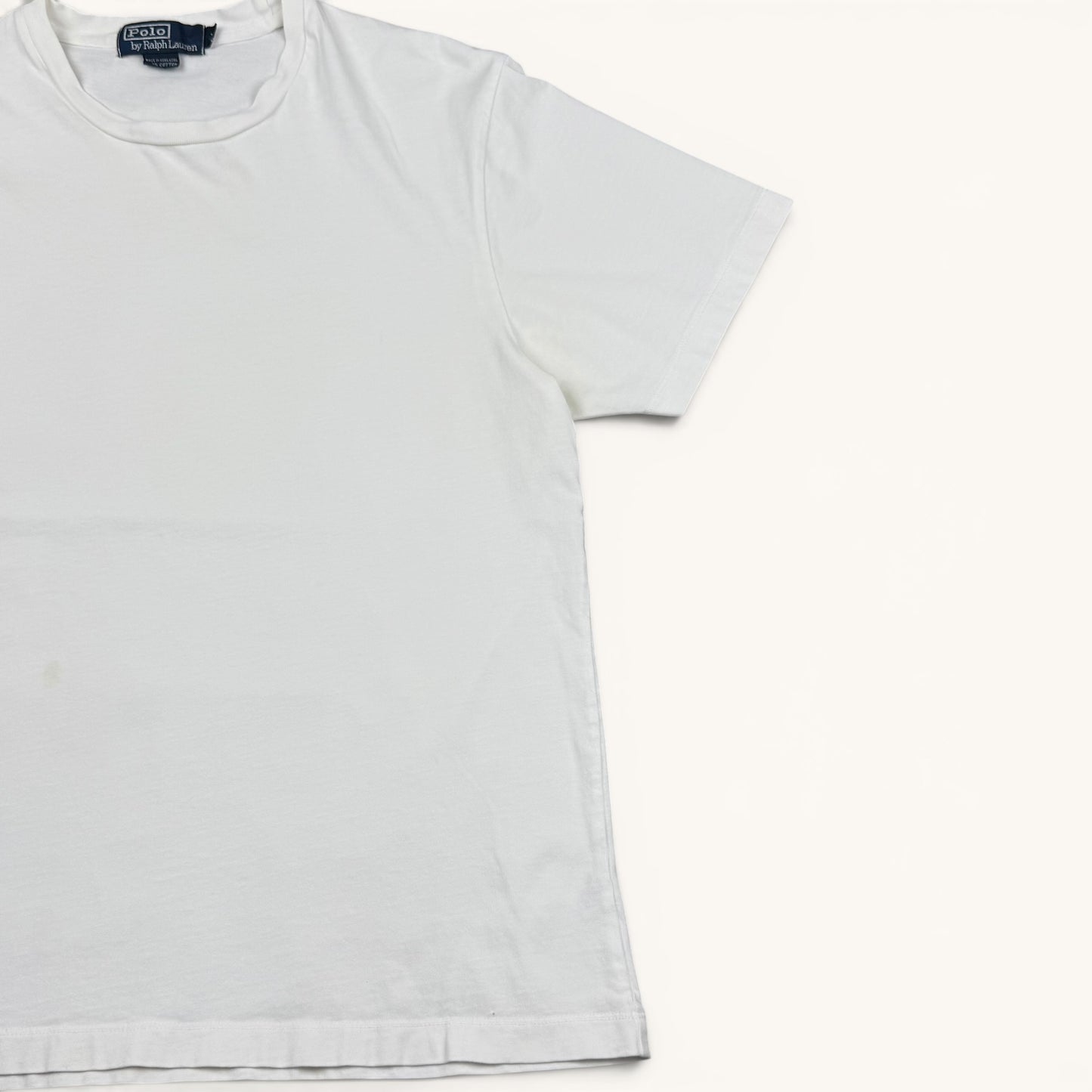1990s/2000s Blank White Polo Sleeve Pocket T Shirt