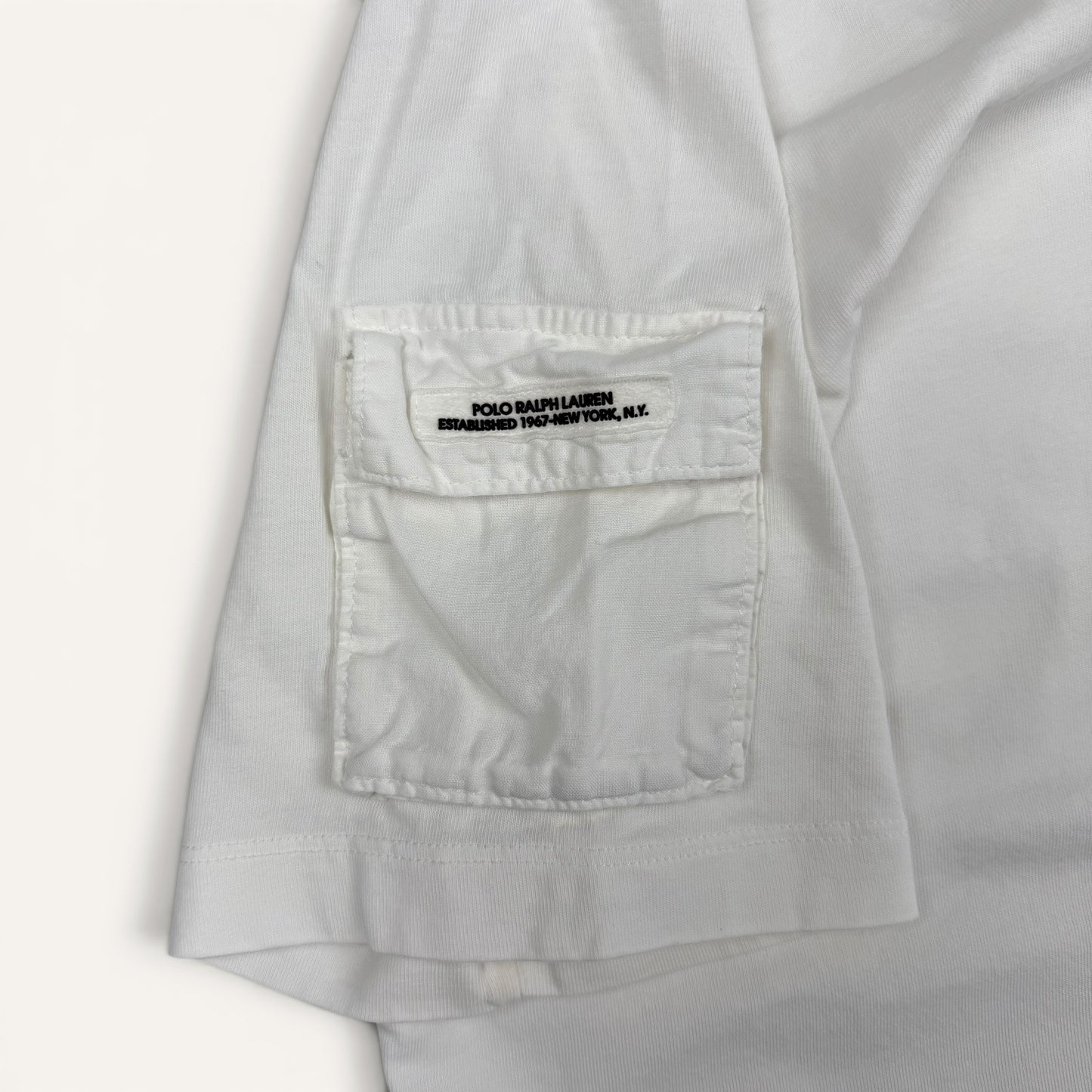 1990s/2000s Blank White Polo Sleeve Pocket T Shirt