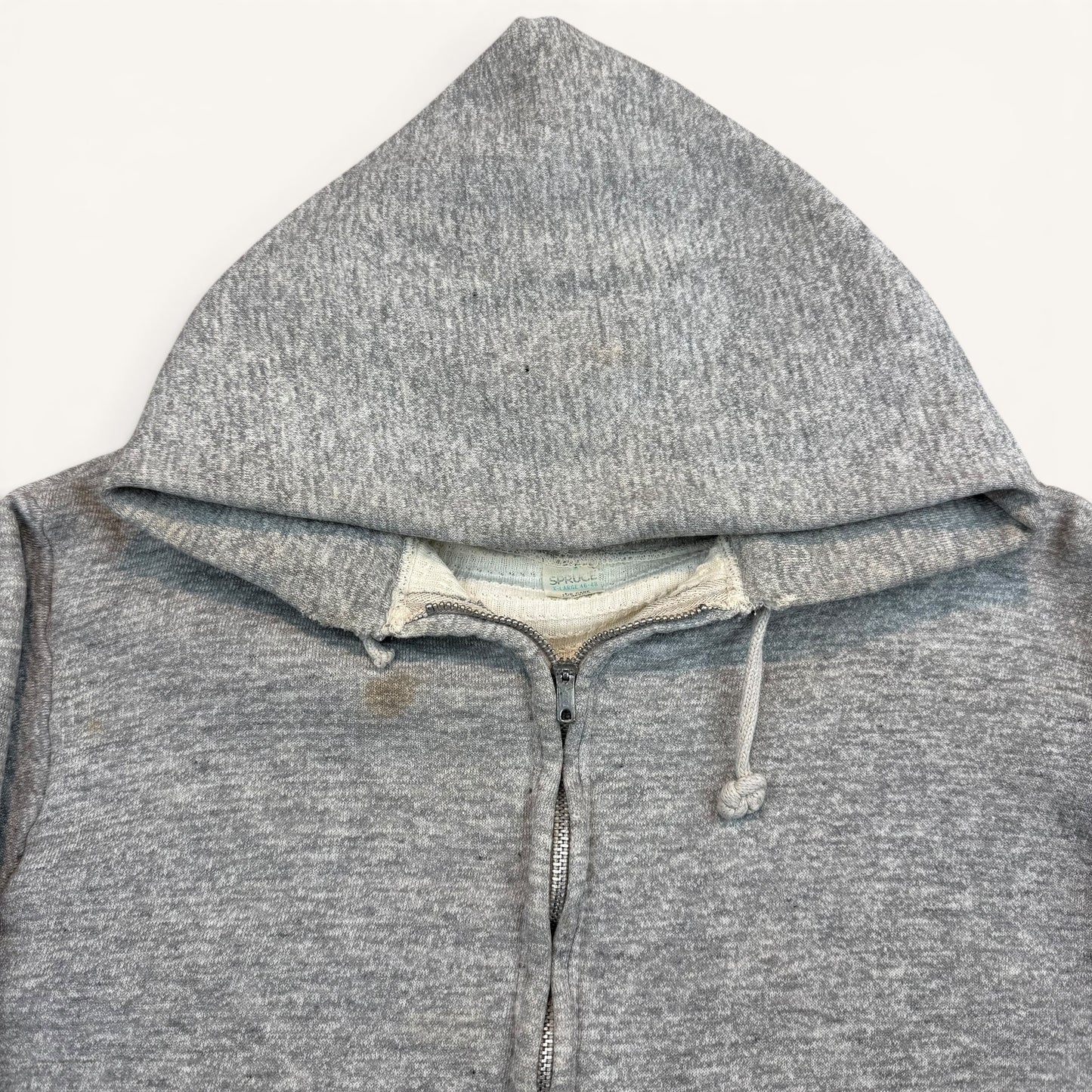 1960s Grey Waffle Lined Mayo Spruce Zip Up Hoodie