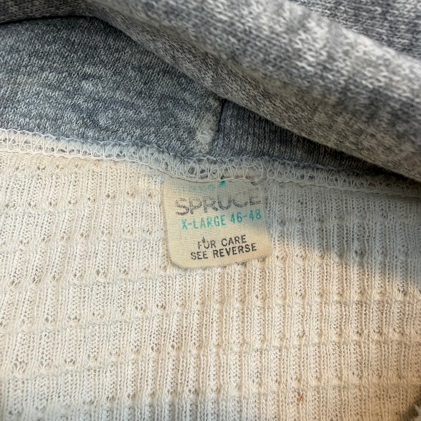 1960s Grey Waffle Lined Mayo Spruce Zip Up Hoodie