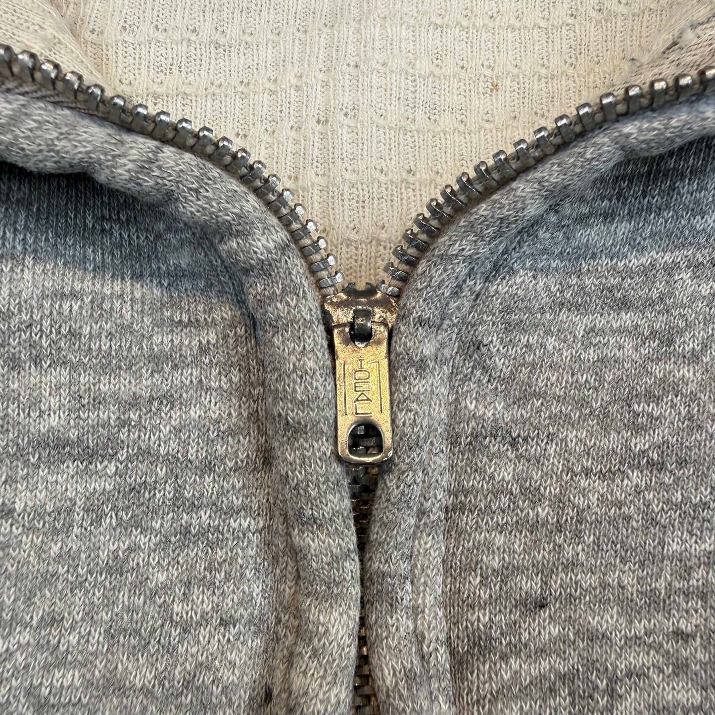 1960s Grey Waffle Lined Mayo Spruce Zip Up Hoodie