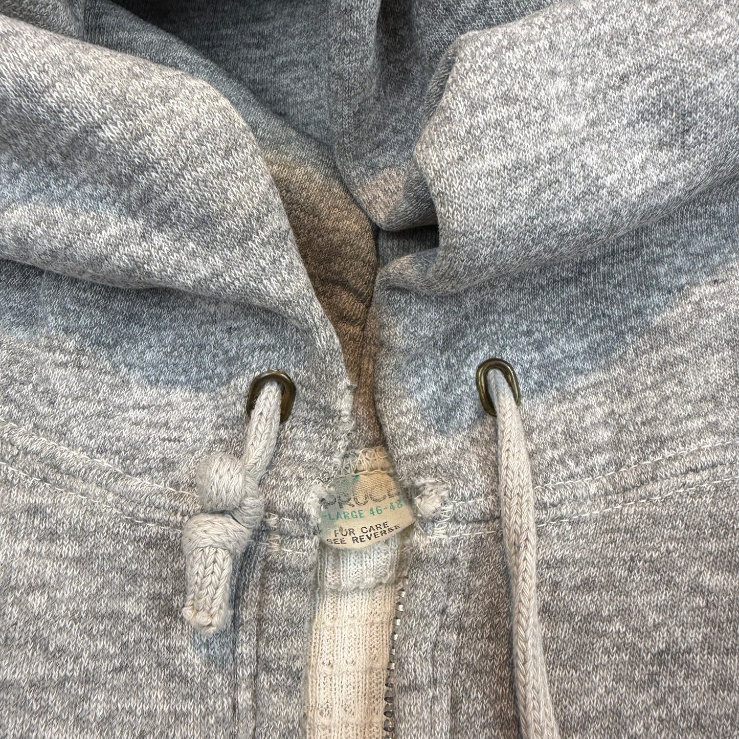 1960s Grey Waffle Lined Mayo Spruce Zip Up Hoodie