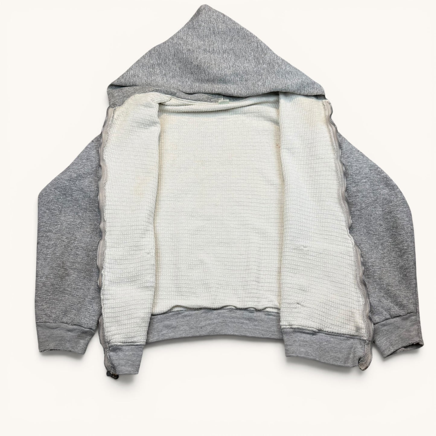1960s Grey Waffle Lined Mayo Spruce Zip Up Hoodie
