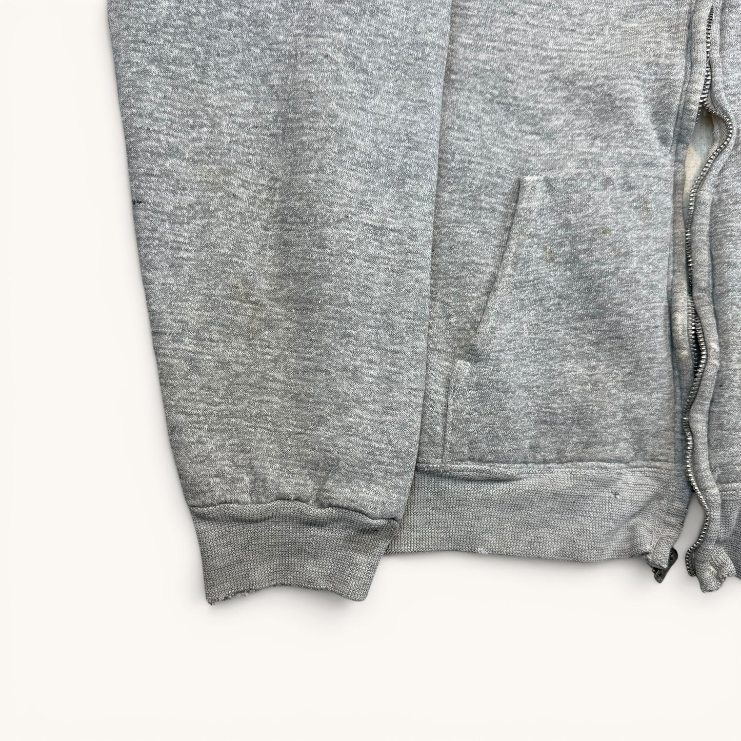 1960s Grey Waffle Lined Mayo Spruce Zip Up Hoodie